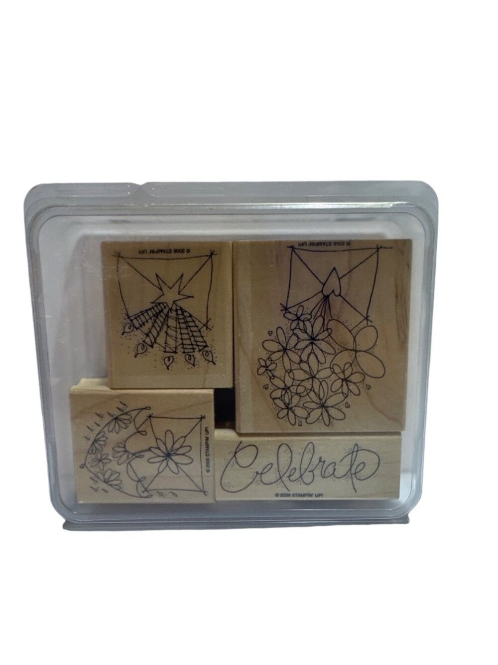 Stampin Up Send A Celebration Wood Mount Stamp Set 2006 Craft Scrapbooking Tools